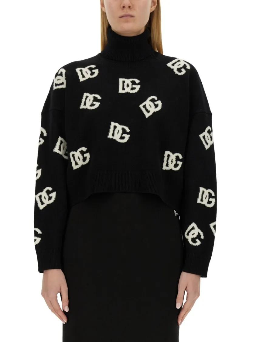 Thumbnail - Dolce&Gabbana - Jersey With Logo Inlay - Größe 42 - schwarz