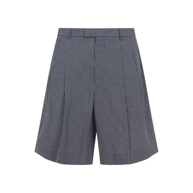 Givenchy Casual Shorts Tailored Checkered Shorts With Structured Waistban Blue