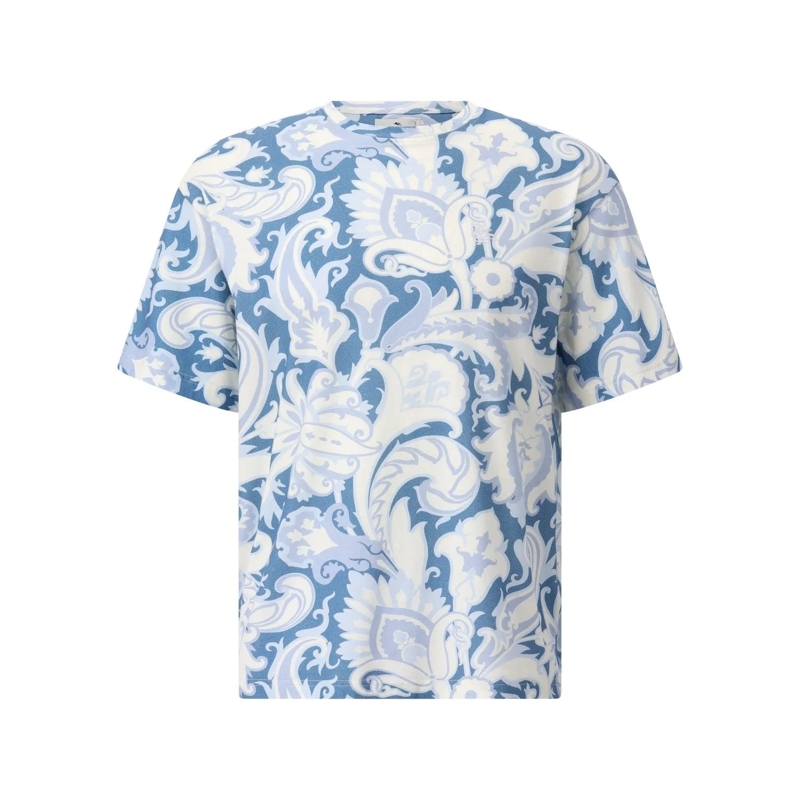 Etro Hemd T-Shirt mit Paisley-Muster Hellblau