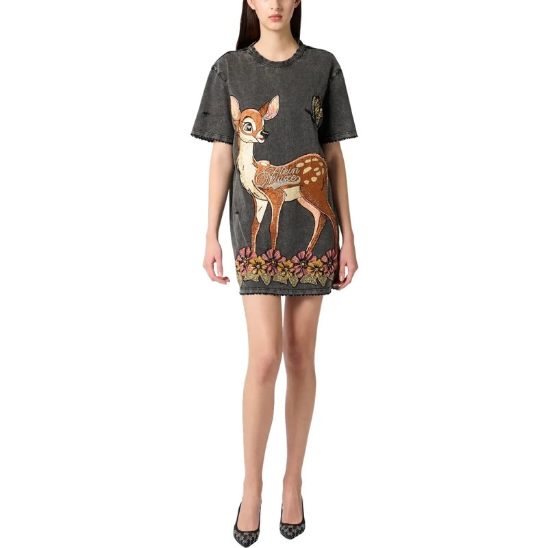 Philipp Plein Midikleid T-Shirt Kurze Kleider schwarz(Image 4)