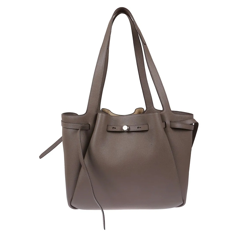 Tory Burch Fourre-tout Roomy Spacious Leather Tote Grey