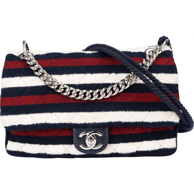 Chanel Sac à bandoulière Chanel Limited Multicolor Jersey Single Flap Cross blau