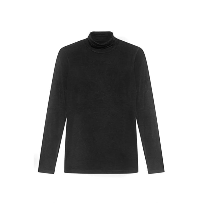 Dondup Trui met col High Neck Black Sweater In Premium Modal-Cashmere  Black