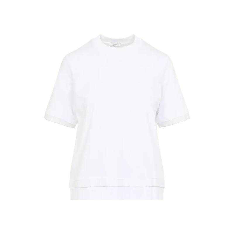 Peserico T-shirt Classic Cotton Blend T-Shirt With Ribbed Details White
