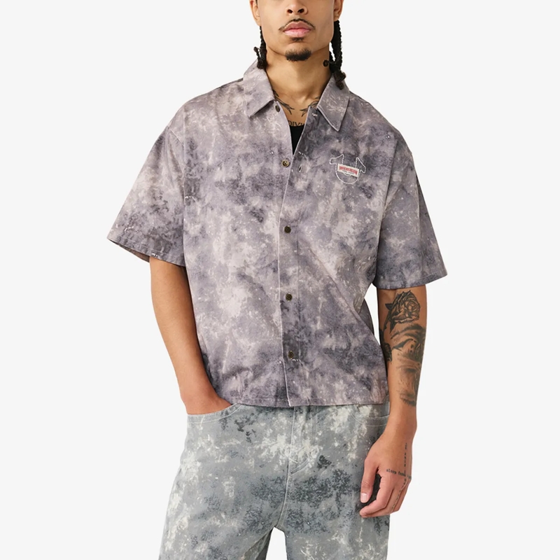 True Religion Hemd - Kastenförmiges Hemd- Kurzarm- Allover-Print-  bunt(Image 6)