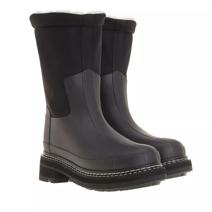 Hunter womens refined stitch sherpa boot black | Rain Boot