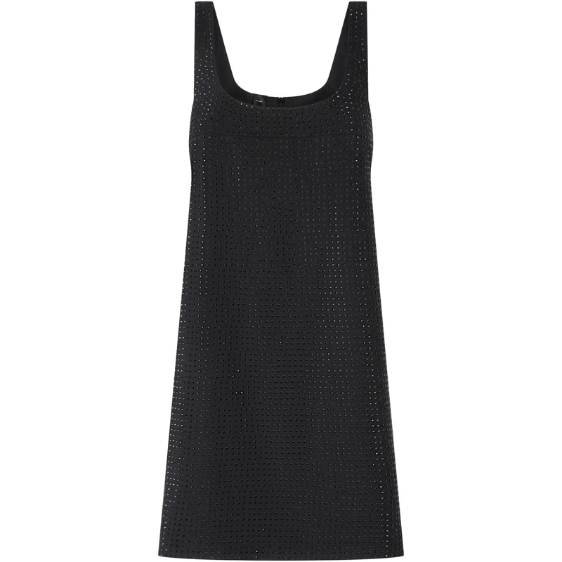 Pinko Robe midi Sleeveless Black Mini Dress With Intricate Embroid Black