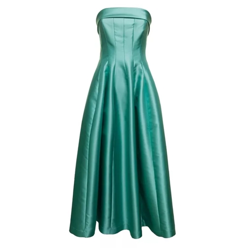 Plain Sleeveless Dress In Green Mikado Green 