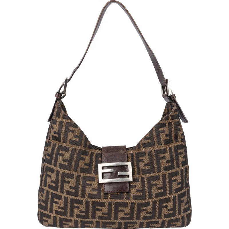Fendi Schultertasche Fendi FF Monogram Baguette Buckle Shoulder Bag braun
