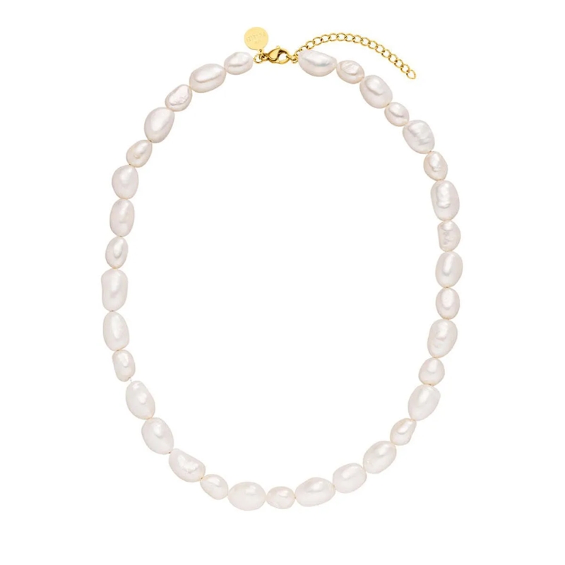 Purelei Mittellange Halskette Perlenkette Keshi Moonlight gold