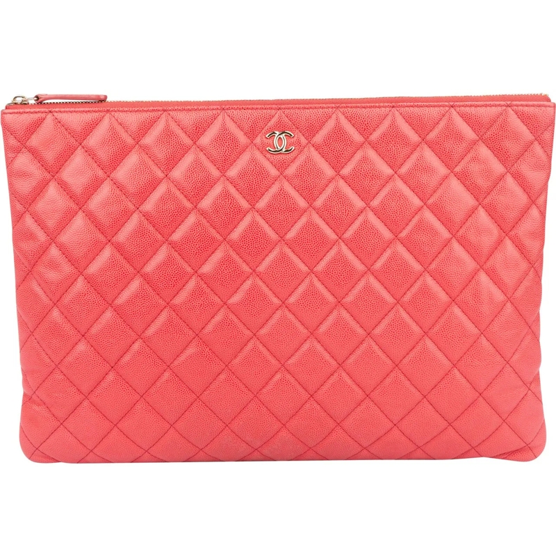 Chanel Schultertasche Chanel Quilted Caviar Leather CC Clutch rose