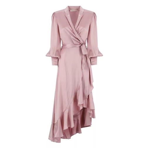 Zimmermann Silk Wrap Midi Dress Pink 