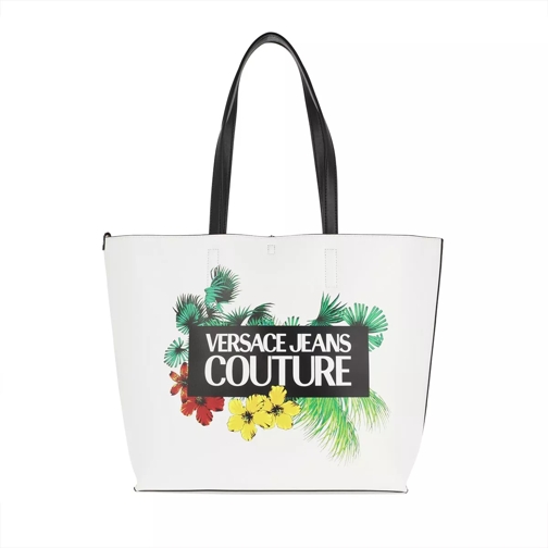 Versace Jeans Couture Flower Print Logo Tote Bag White Sac à provisions