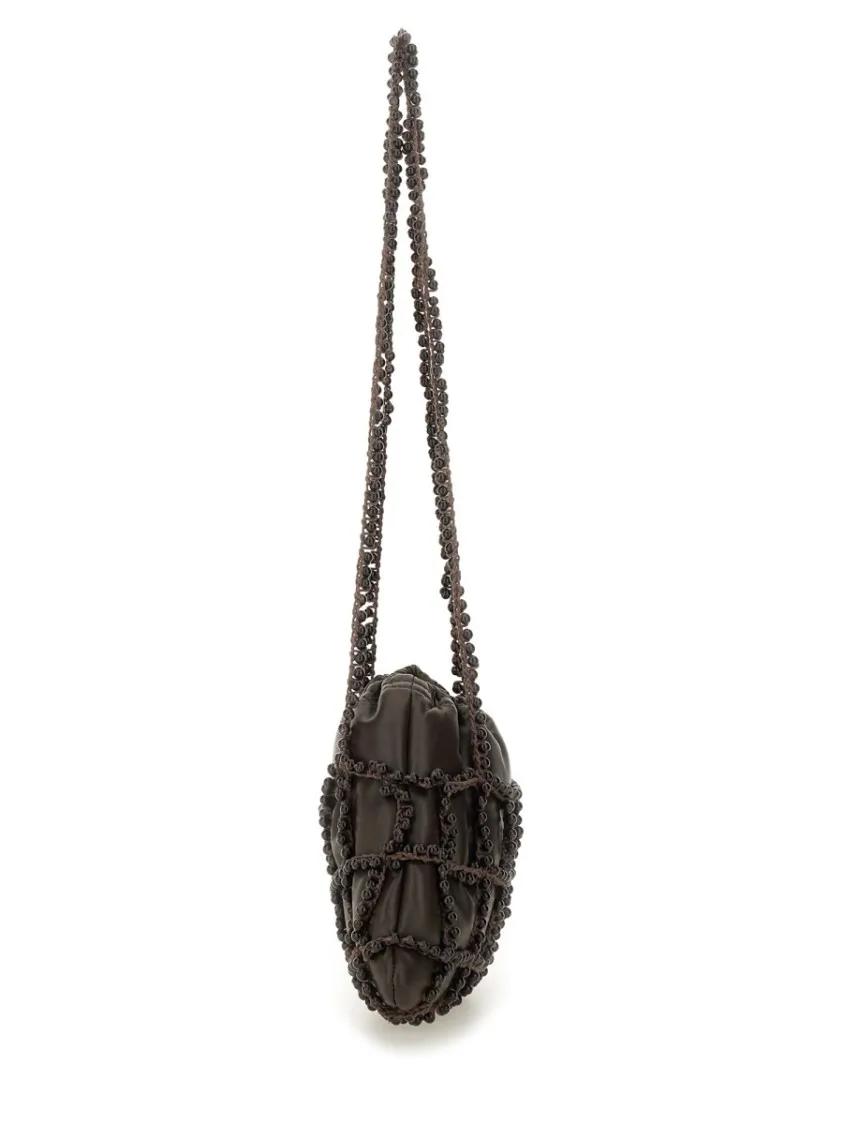 Alysi Hobo bags Soft Gathered Brown Leather Mini Bag in bruin