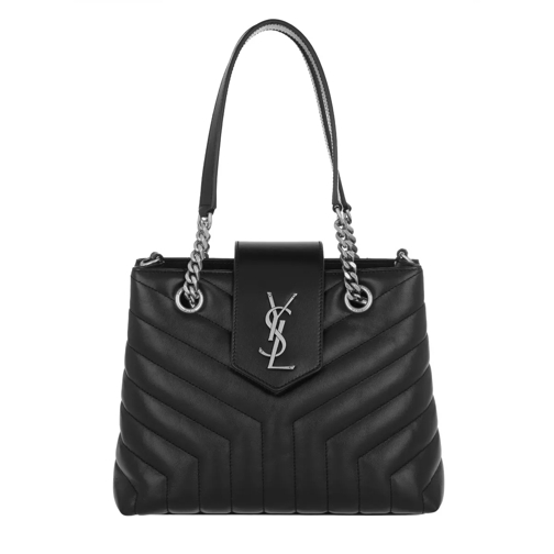 Saint Laurent LouLou Shopping Bag Small Leather Black/Silver Tote