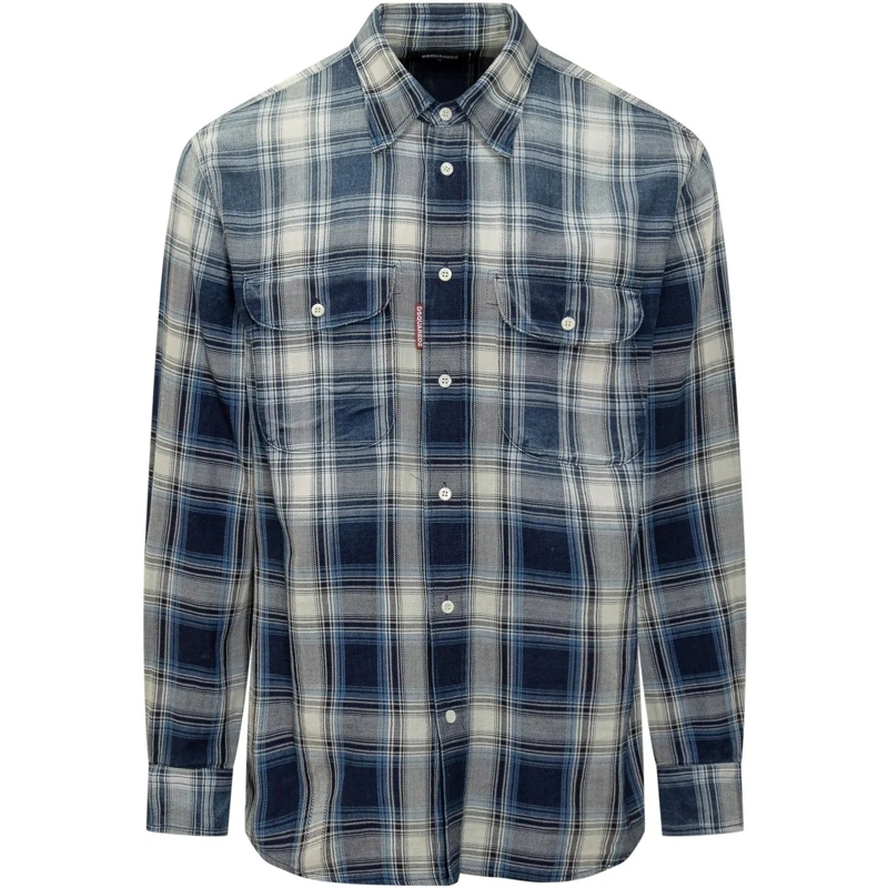 Dsquared2 Legeres Oberteil Dsquared2 Camicia a Quadri Blu dunkelblau