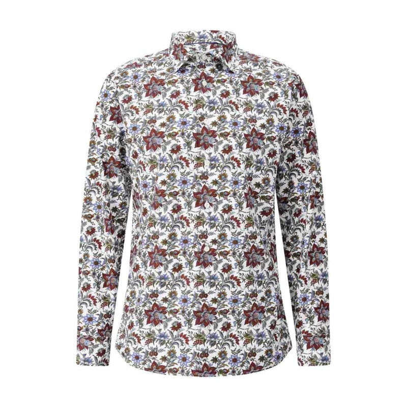 Eton Chemise Slim-Fit Hemd mit floralem Muster Rot