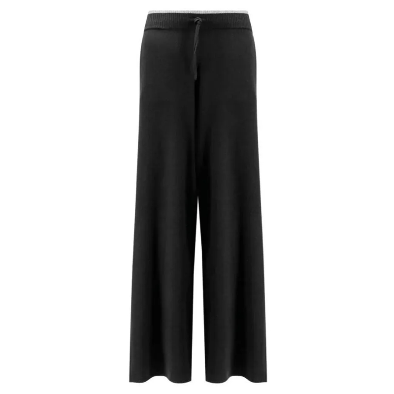 Pinko Jogginghose Wide-Leg Trousers With Ribbed Waistband Black