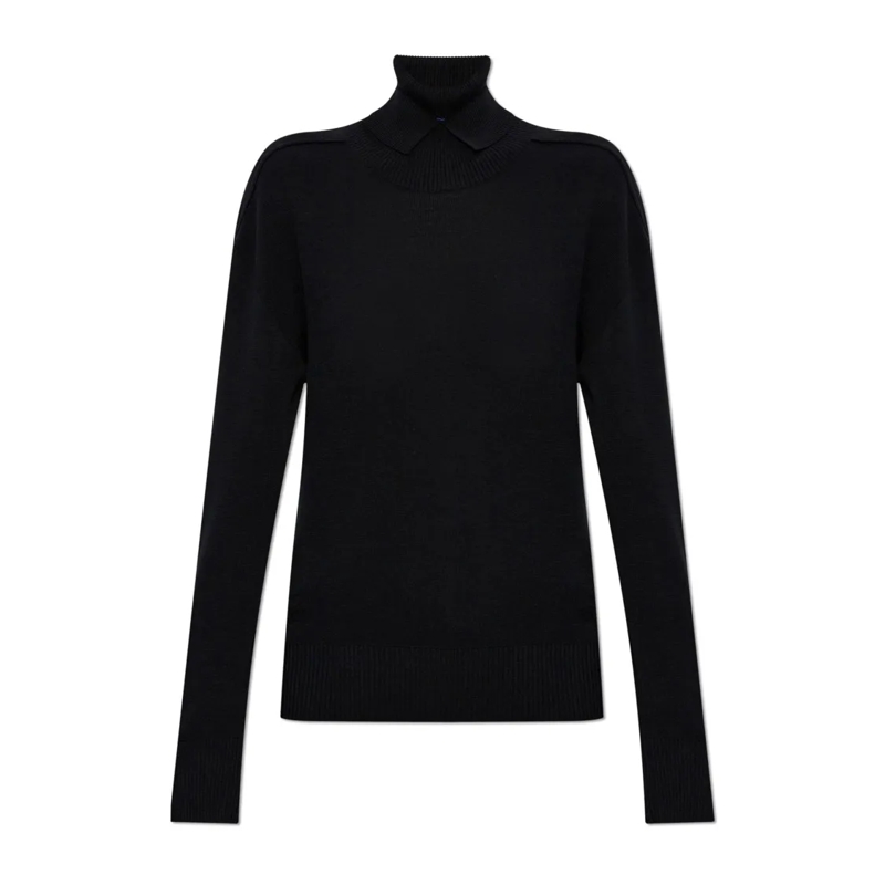 Burberry Trui met col Black Ribbed Detail Sweater With High Collar Black