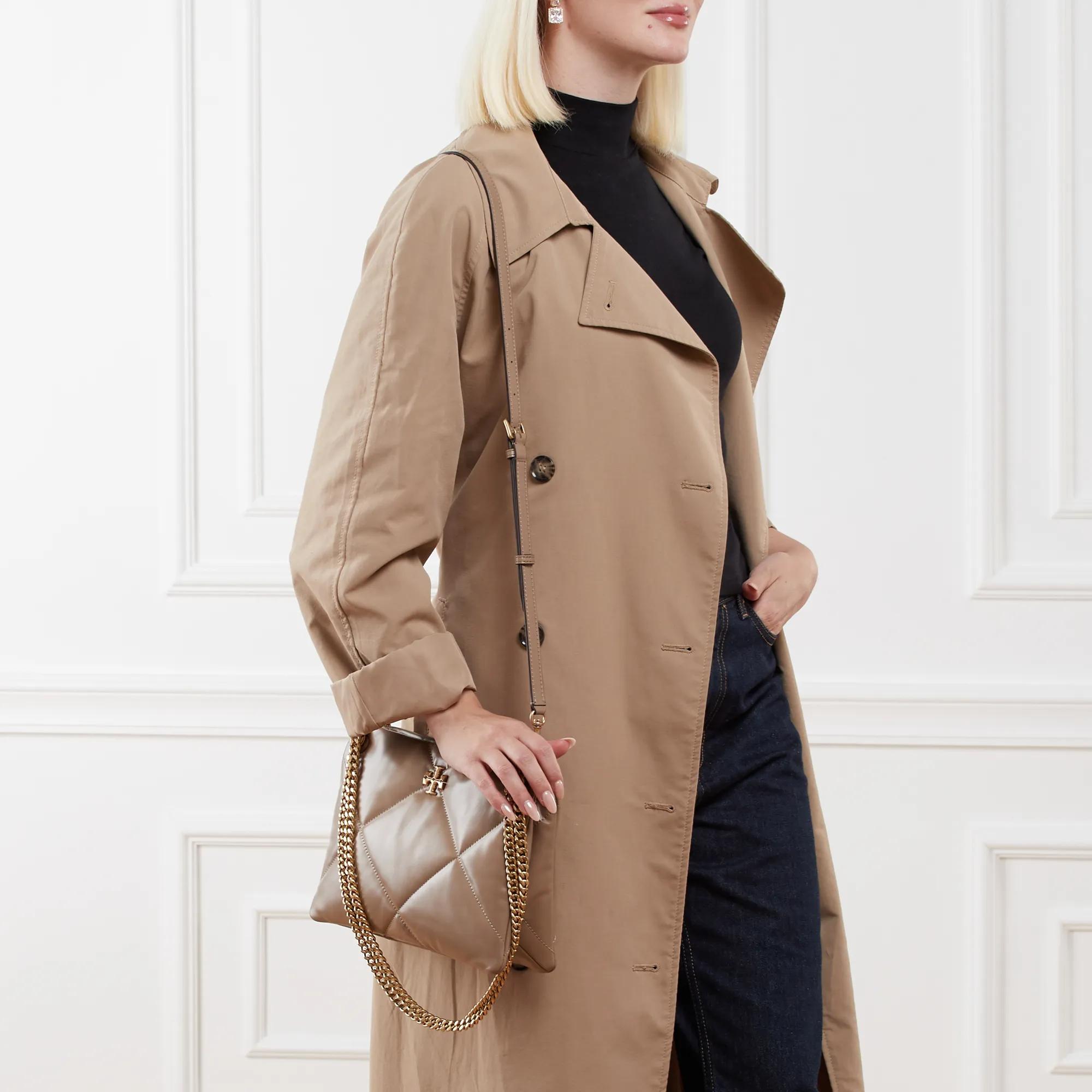 TORY BURCH Gewatteerde leren schoudertas met kettinghandvatten Beige Dames