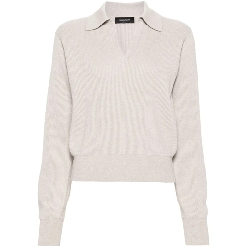 Fabiana Filippi Pullover Light Beige V-Neck Knit Sweater White