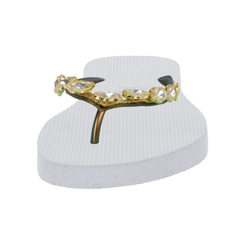 UZURII Flip Flops platte hausschuhe Chrystal Flower weiss(Image 7)