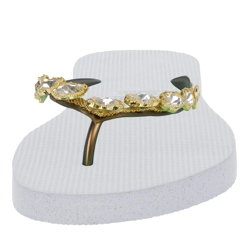 UZURII Flip Flops platte hausschuhe Chrystal Flower weiss(Image 5)