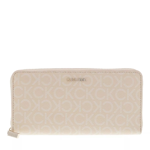Calvin Klein Wallet Large Monogram Sand Mono Portemonnaie mit Zip-Around-Reißverschluss