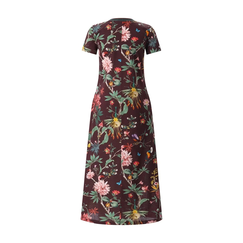 LaDoubleJ Robe longue Floral Print Cotton Maxi Dress With Contrasting Co Grey(Image 4)