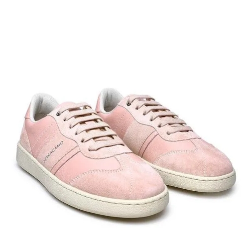 Salvatore Ferragamo Pink Leather Sneakers Pink låg sneaker