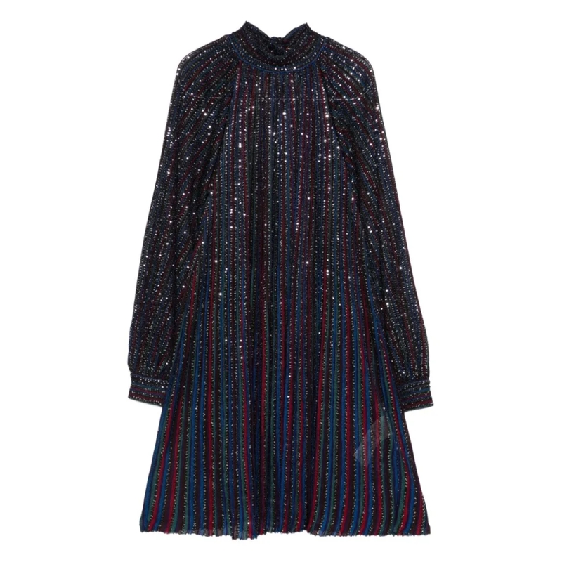 Missoni Minikleid Sheer Pleated Black Mini Dress Black