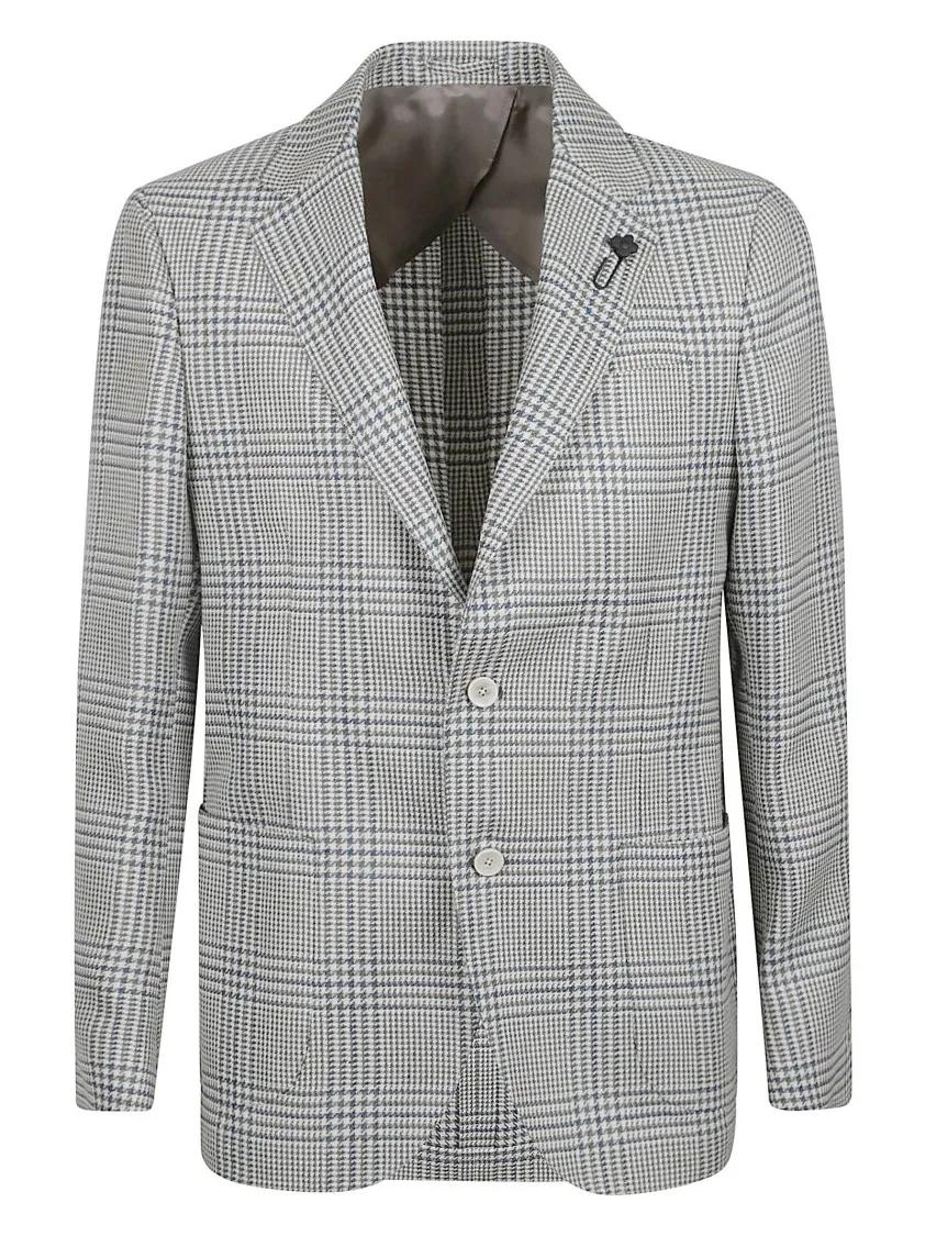 Lardini - Houndstooth Pattern Blazer In Stone Grey - Größe 50 - grau