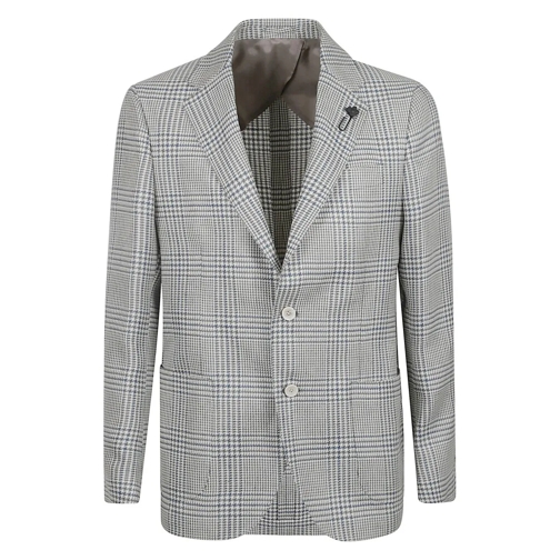 Lardini Houndstooth Pattern Blazer In Stone Grey Grey Blazer