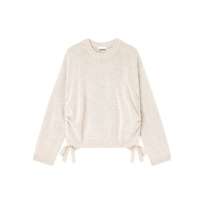 GANNI Pull Beige Sweater With Round Neckline Neutrals