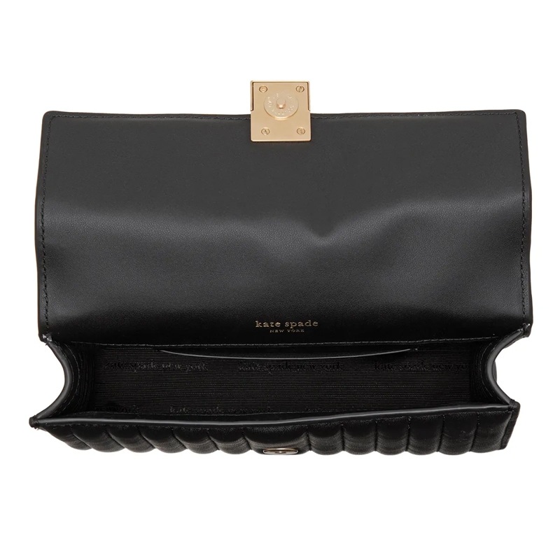 Kate Spade New York Crossbody Bag Deco Quilted Leather Mini Flap Chain Crossbody Black(Image 5)