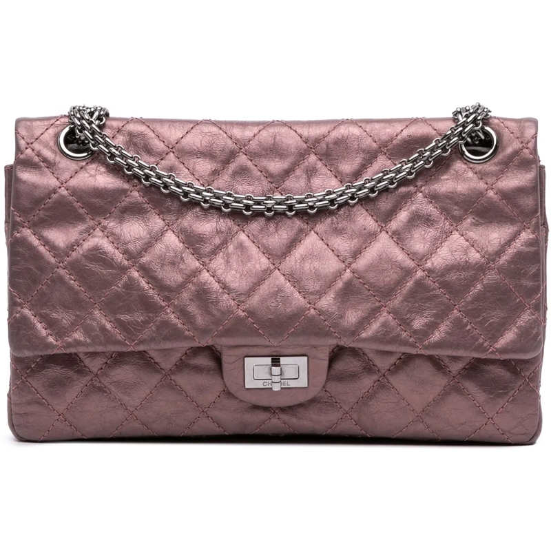 Chanel Sac à bandoulière Reissue 2.55 Aged Metallic Calfskin Double Flap 22 rose