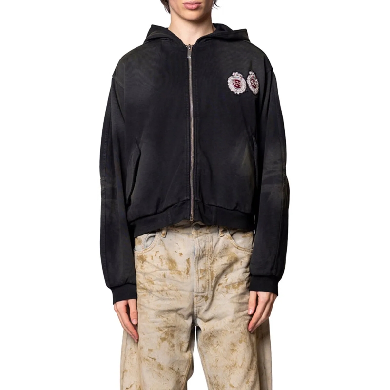 424 Doudoune ACADEMY HOODED BOMBER VINTAGE BLACK schwarz