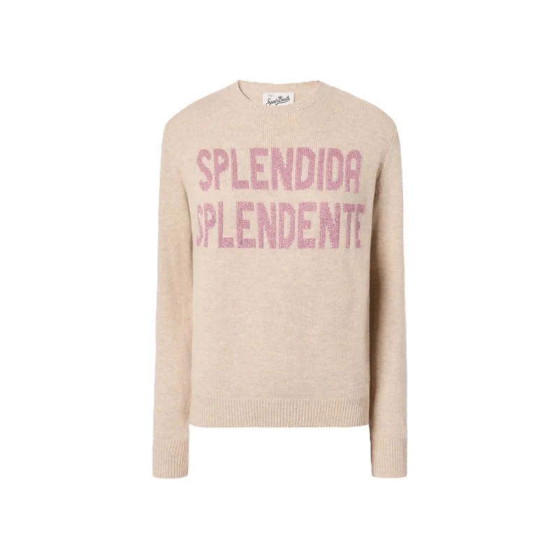 Mc2 Saint Barth Trui Elegant Beige Knit Sweater With Textured Detail Neutrals