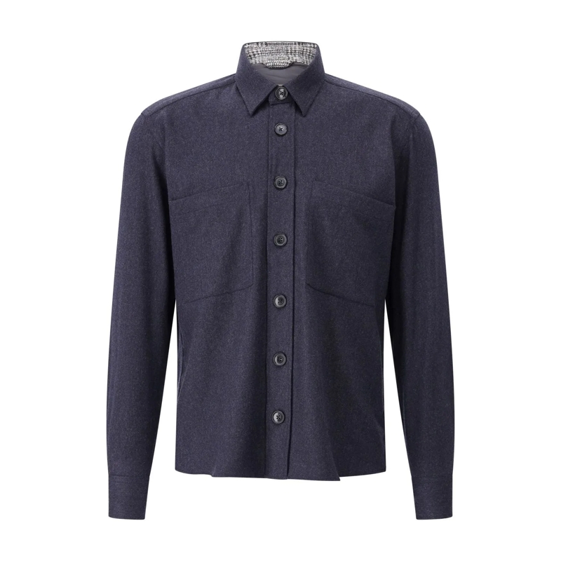 Pt Torino Overhemd Overshirt aus Wolle & Kaschmir Dunkelblau