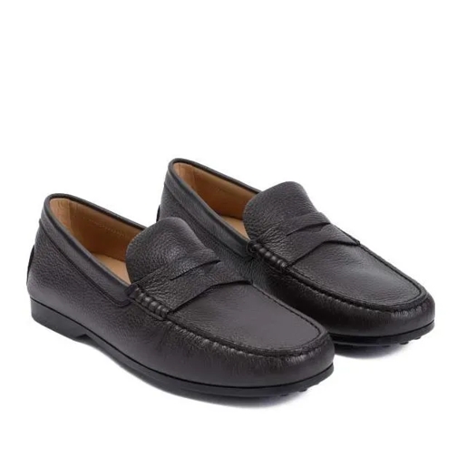 Tod's Brown Leather Loafers Black Stövlar