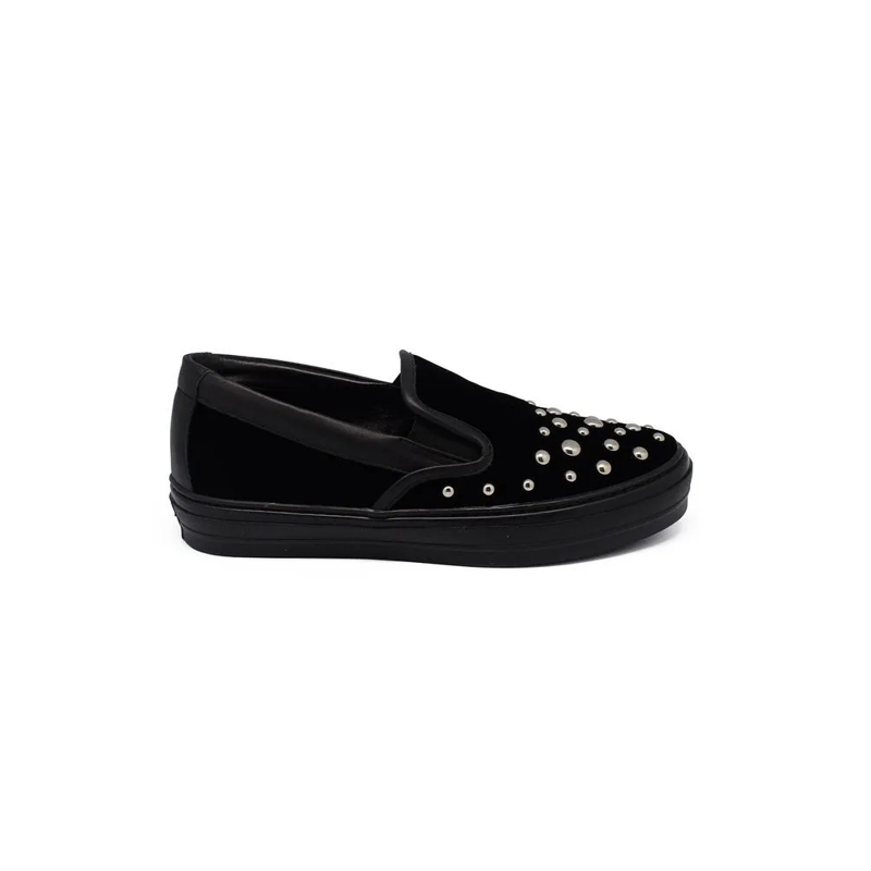 Salvatore Ferragamo Sneaker basse Black Velvet Slip-On With Metallic Studs Black