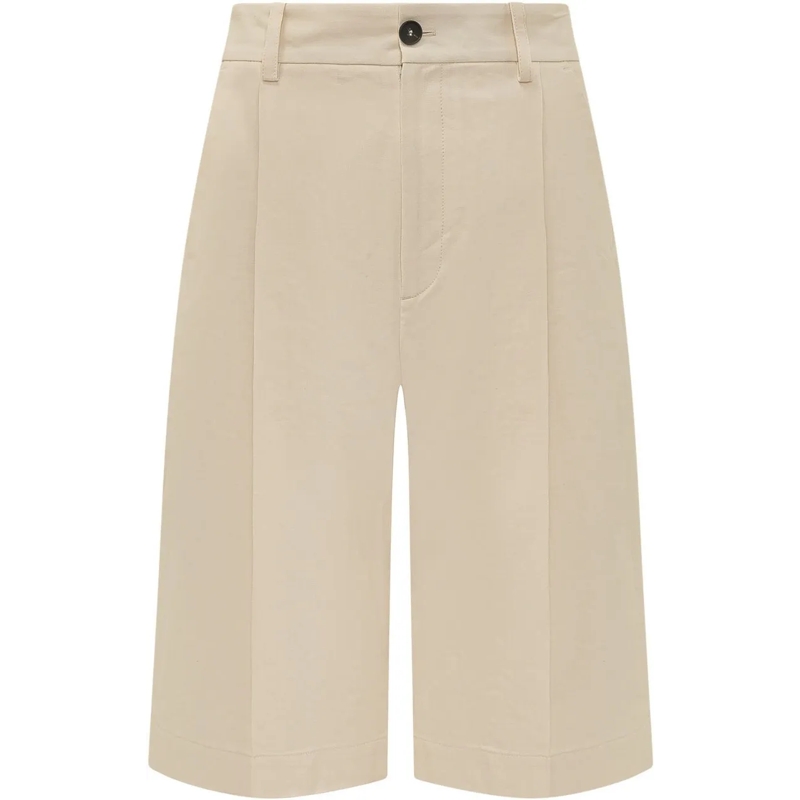 Studio Nicholson Shorts Bermuda al Ginocchio con Chiusura Frontale beige