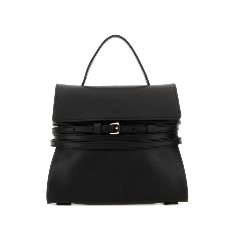 Moschino Schultertasche Structured Black Leather Handbag Black