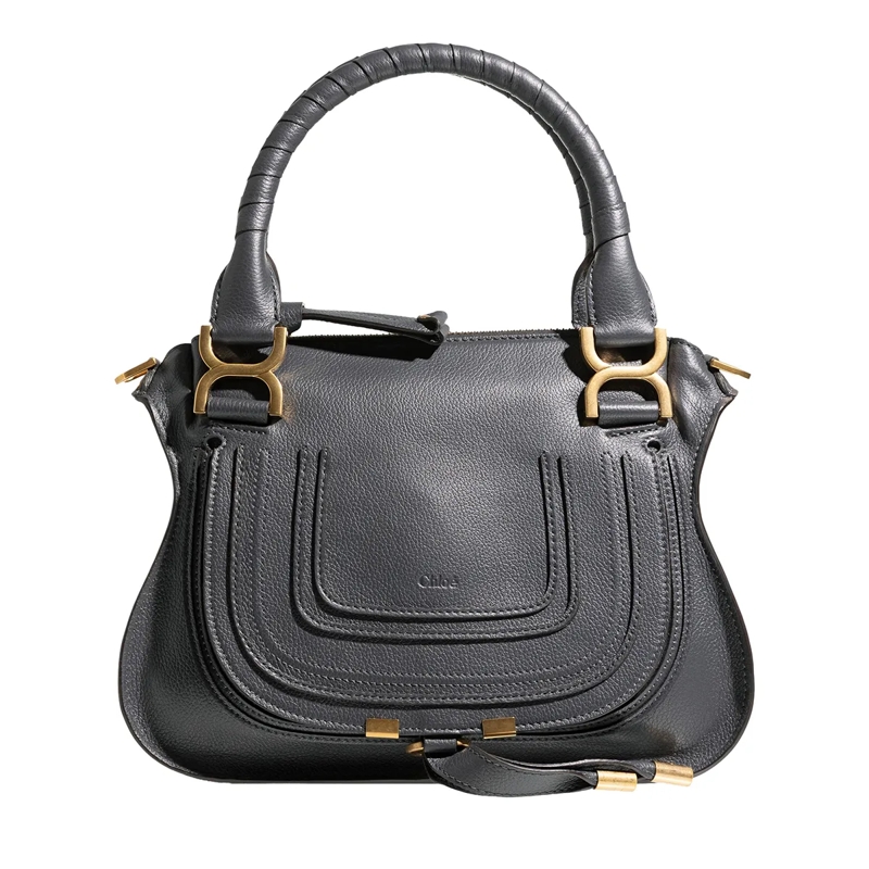 Chloé Satchel Small Double Carry Shoulder Bag Navy