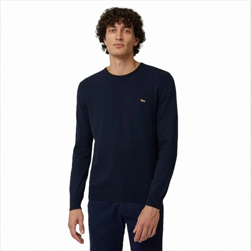 Harmont & Blaine  Cashmere Blend Pullover With Stylish Stripes And I Blue
