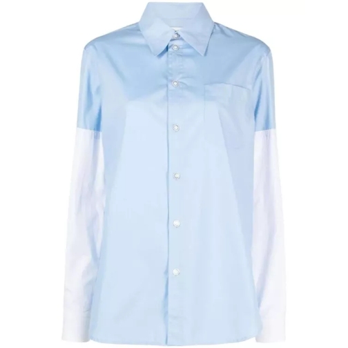 Marni Cotton Shirt With Wite Sleeves Blue 