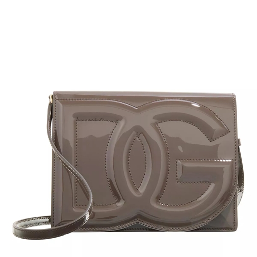 Dolce&Gabbana DG Logo Shoulder Bag Patent Leather Fango Cross body-väskor