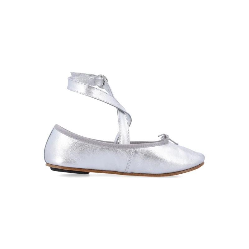 repetto Ballerines Sophia Belt Ballet Flats With Metalized Leather Silver