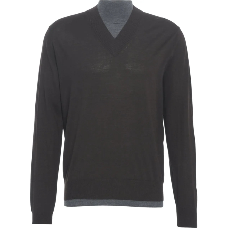 Paolo Pecora  Knit sweater with V-neck braun