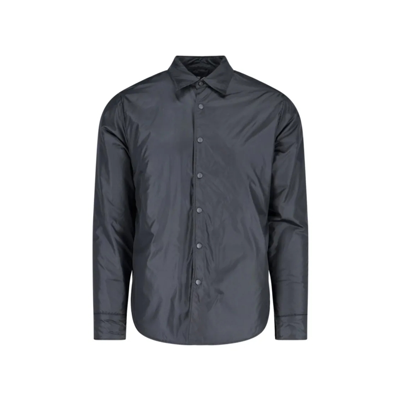 Aspesi Overhemd Solid Grey Casual Shirt With Traditional Collar An Grey